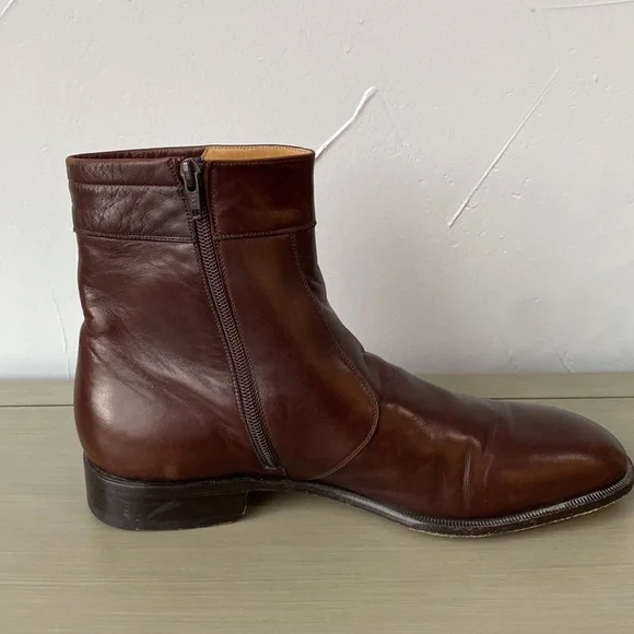 Nordstrom Mens Italian Made Soft Supple Leather Regalo Boots side Zip Size 11 - Picture 3 of 16